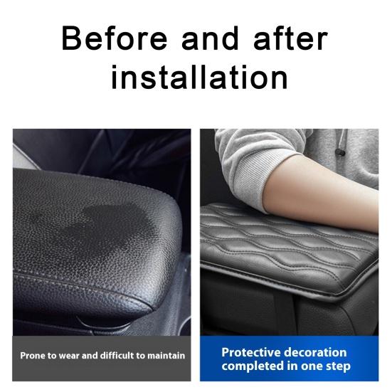 Universal Center Console Cover Waterproof Dirt-Resistant Armrest Box Cushion Protector with Elastic Straps for Most Vehicle
