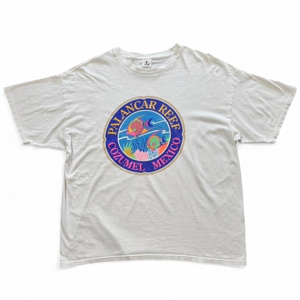 Vintage 90s Neon Palancar Reef Cozumel Mexico Fish Ocean Nature Graphic T-shirt XXXL