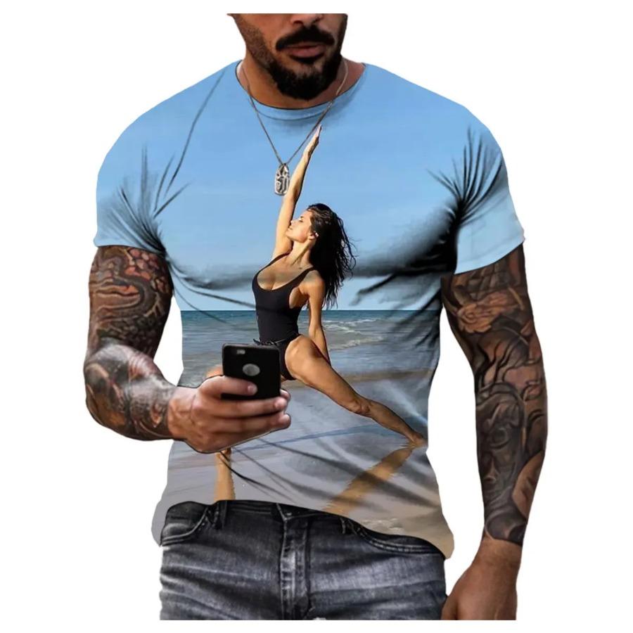 

Новая трендовая сексуальная красивая йога фигура мужская футболка 3d Hd цифровая печать хип-хоп О-образный вырез короткий рукав высококачественная быстросохнущая рубашка 6XL