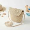 Shell Shape Kid Woven Crossbody Bag Pure Color Rattan Bag Cute Children Straw Bag  Girls