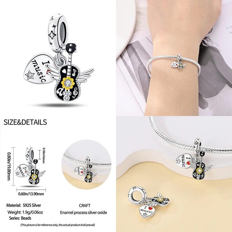Novità Elementi Musicali Set da Tre Pezzi Perline Charm Si Adatta Nuovo Bracciale Argento 925 Donne Ciondolo Perla Gioielli Regalo