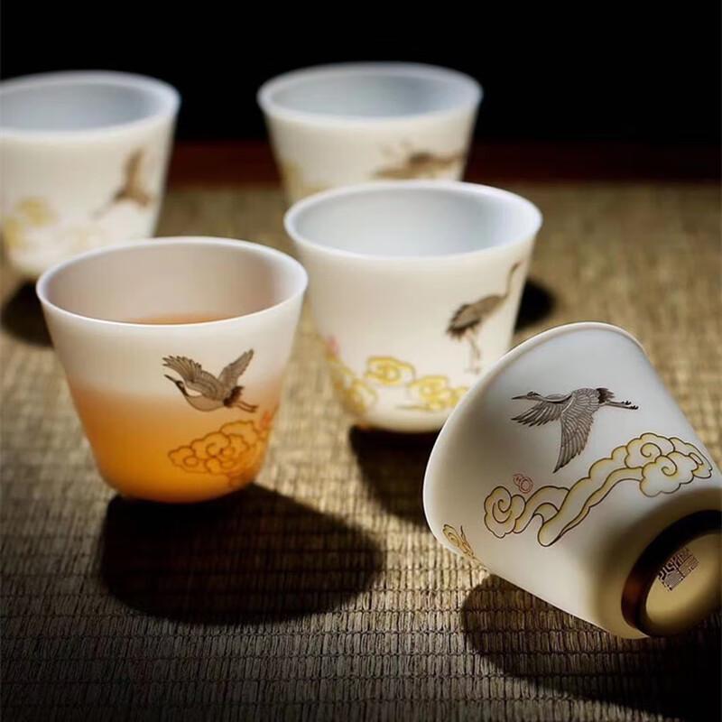 Chaxun Mutton Fat Jade Painted Porcelain Teacup