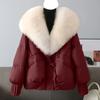 Women's Color Thick Warm Coat with Faux Collar for Winter