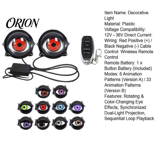 Universal Vehicle Projection Kit Dynamic Eye Car Light, Demon Synchronized RGB Animation Lamps, Devil Headlight Projector 6/33 Mode Remote Control
