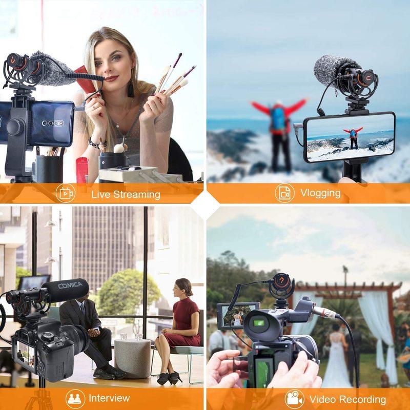 Shotgun Microphone, COMICA CVM-VM20 Professional Super Cardioid Microphone with Shock Mount, Camera Microphone For Video Record