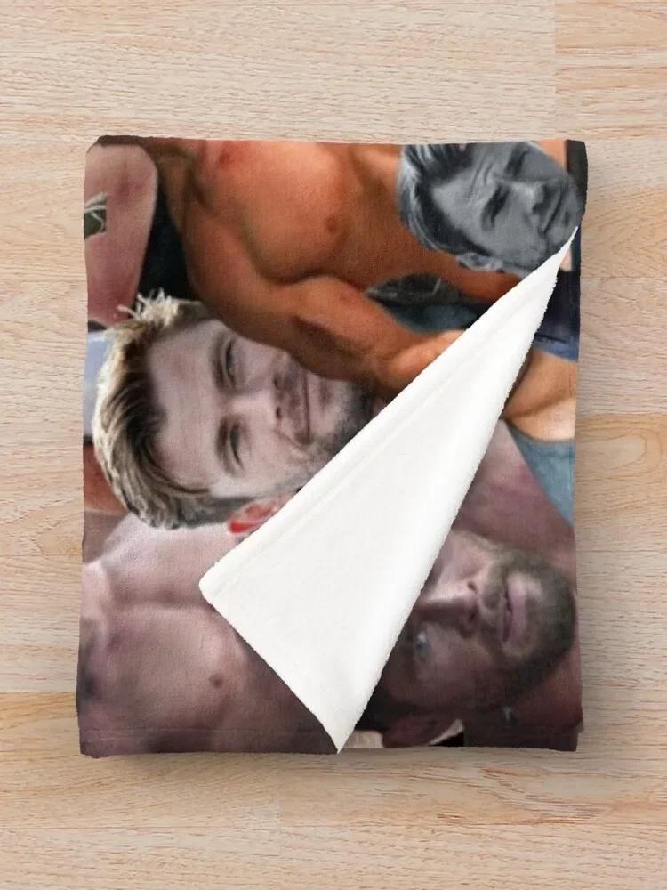 Chris Hemsworth Collage Throw Blanket Microfiber Fabric Double-Sided Blanket Sofa Blanket With Tassels