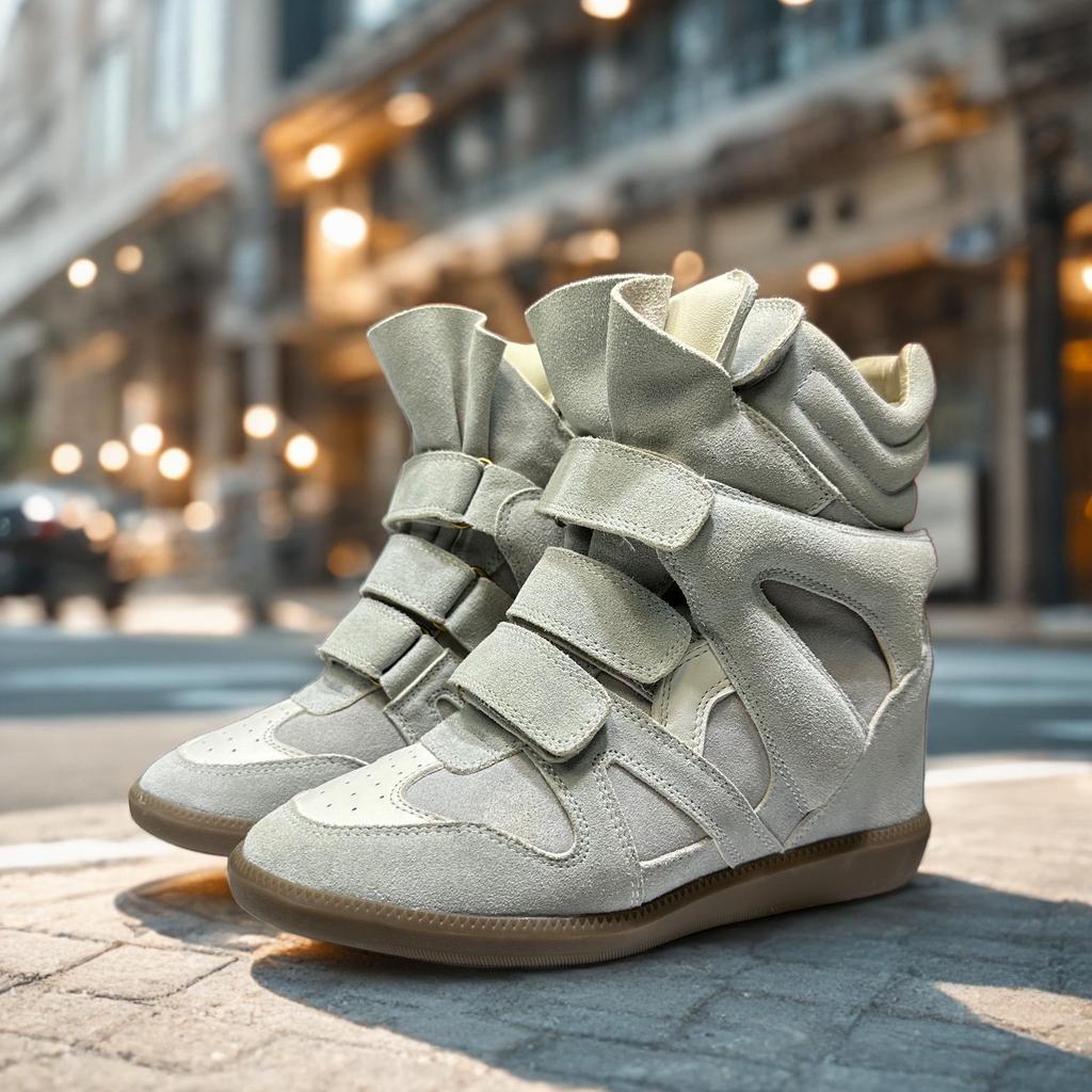 New Hidden Increased High Top Women's Shoes Color Matching Flat Bottom Casual Velcro Sneakers for Women