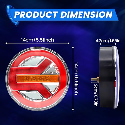 Round LED Trailer Tail Lights Turn Signal Stop Brake Tail Light for Truck Trailer RV Pickup Caravan 12V 24V Waterproof