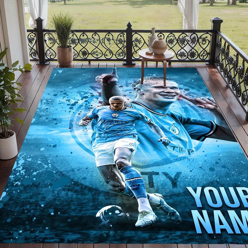 Custom Text Printed Rug Erling Haaland Non Slip Floor Carpet For Home Room Decor