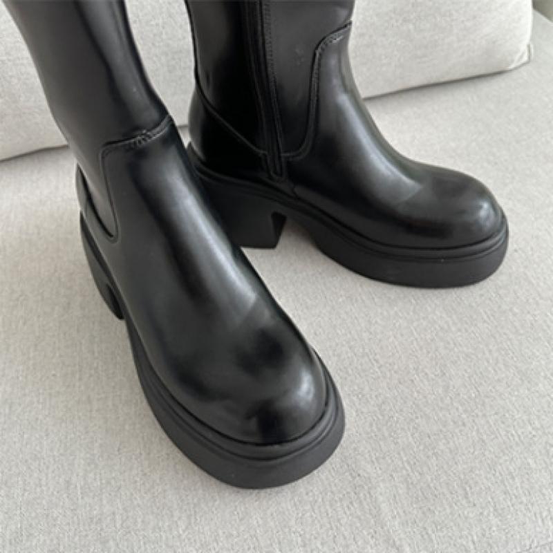 Desire Rose Women Platform Long Boots With Belt Decoration Leather Boots