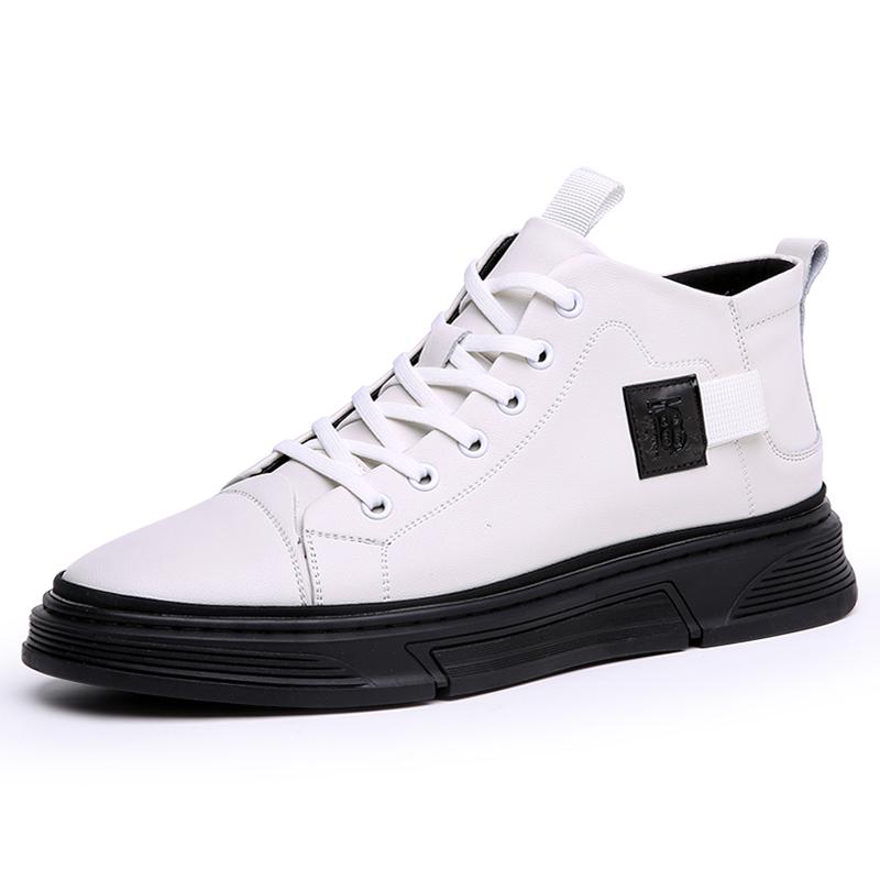 Martin Men Boots Elevator Shoes Insole 6Cm Man Leather Motorcycle Winter Fashion Black