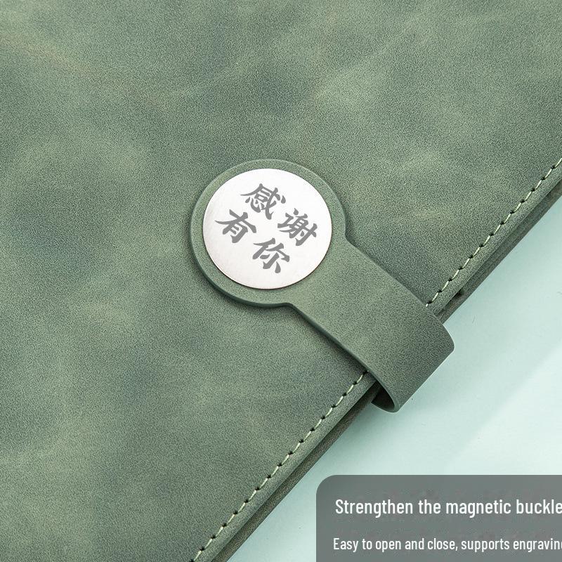 Set de regalo de cuaderno retro de alta gama: Incluye bloc de notas con hebilla redonda, manual, unidad USB y cierre magnético para reuniones de negocios.