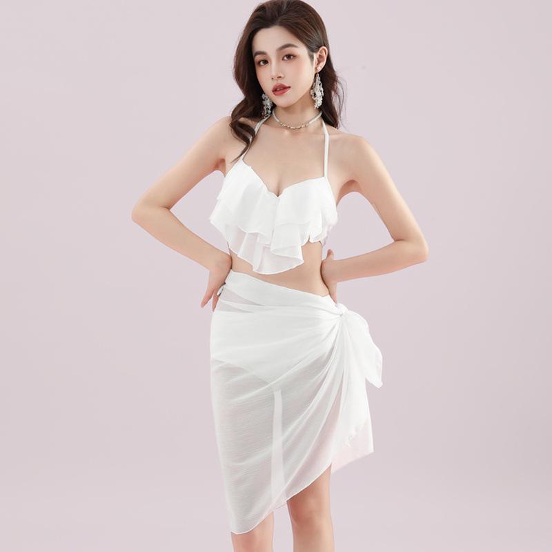 Dámská černá sexy bikiny halter třídílná plavková souprava na pláž 2025