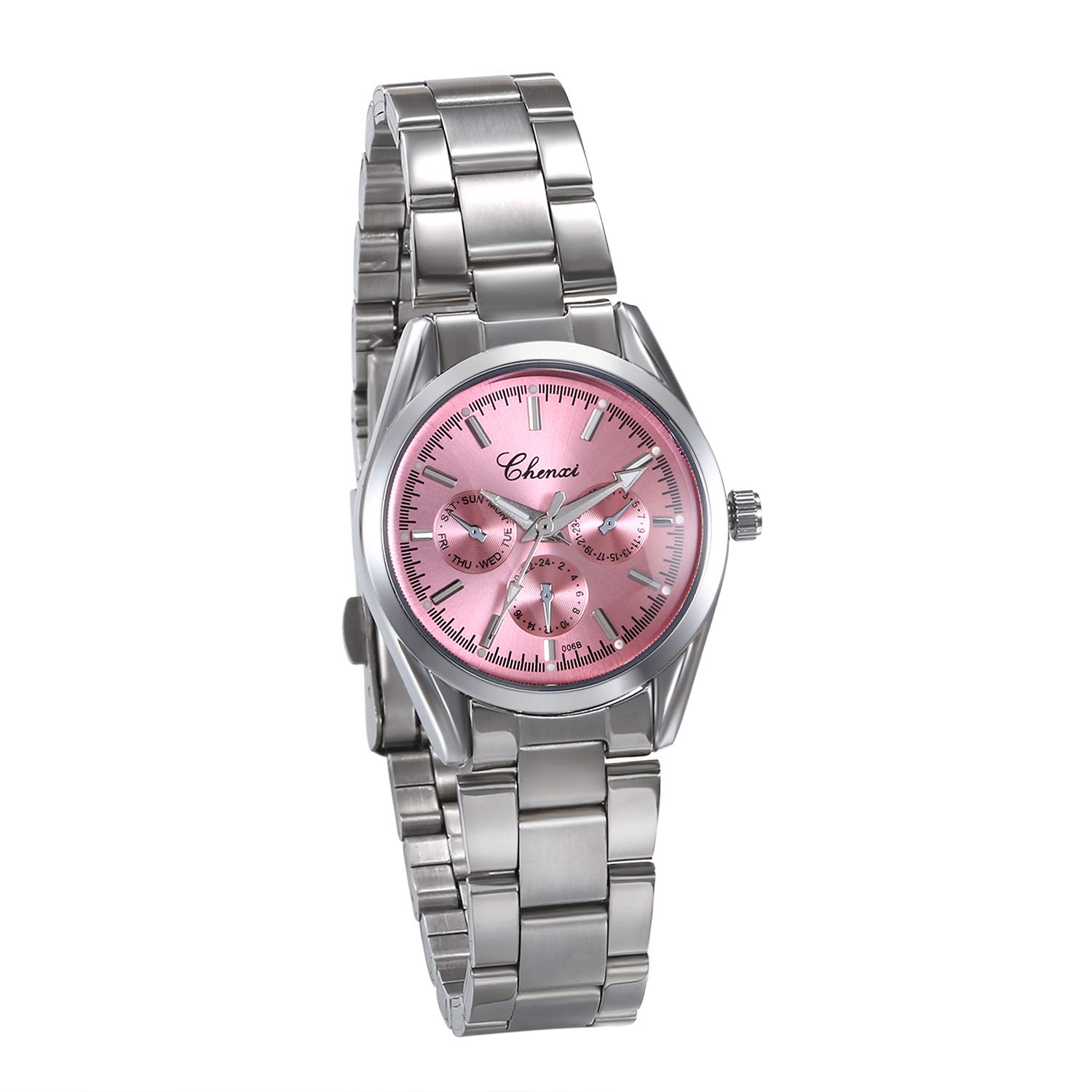 

JewelryWe Stylish Waterproof Analog Watch with Stainless Steel Popular Pink Women s Strap, Brand, розовый