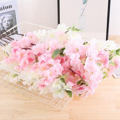 3PCS Faux Cherry Blossom Flowers Artificial Cherry Blossom Branches Long Stem Flower 100cm Fake Silk Bouquet Arrangements for Party Home Wedding Decor