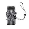 Braccialetto Nodo Carino Cavo Custodia Telefono Per Samsung Galaxy Z Flip 4 Flip4 Braccialetto Pied-de-poule Copertura Fiore di Camelia Per Zflip4