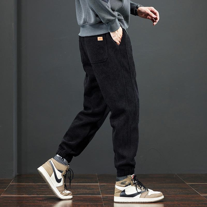 Herren 2025 Winter Fleece-gefütterte Cord-Sweathose: Dicke lässige Baumwollhosen für Herbst & Winter