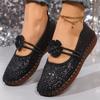 Fashion Women's Silver Shiny Sequin Decor Flats Summer Soft Sole Non Slip Casual Shoes Woman Plus Size Comfort Light Platform Loafers