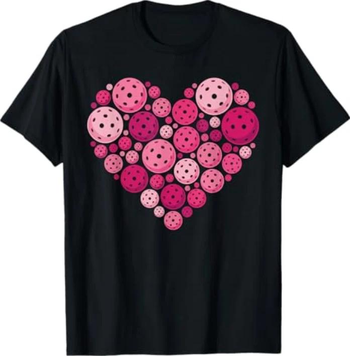 Pickleball Heart Valentines Day Pickleball Lover Unisex Girl Tshirt S