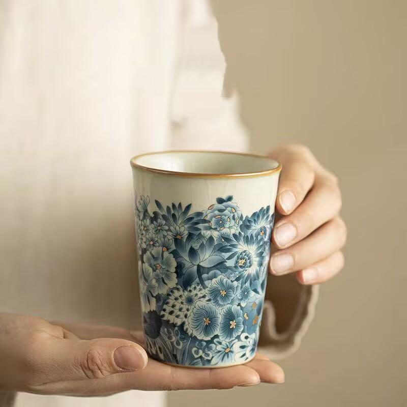 Ru Kiln Wanhua Coke Cup Can Be Raised With Opening Pieces, Ceramic Master Cup, Personal Cup, Teacup, Retro Household Kung Fu Tea Set