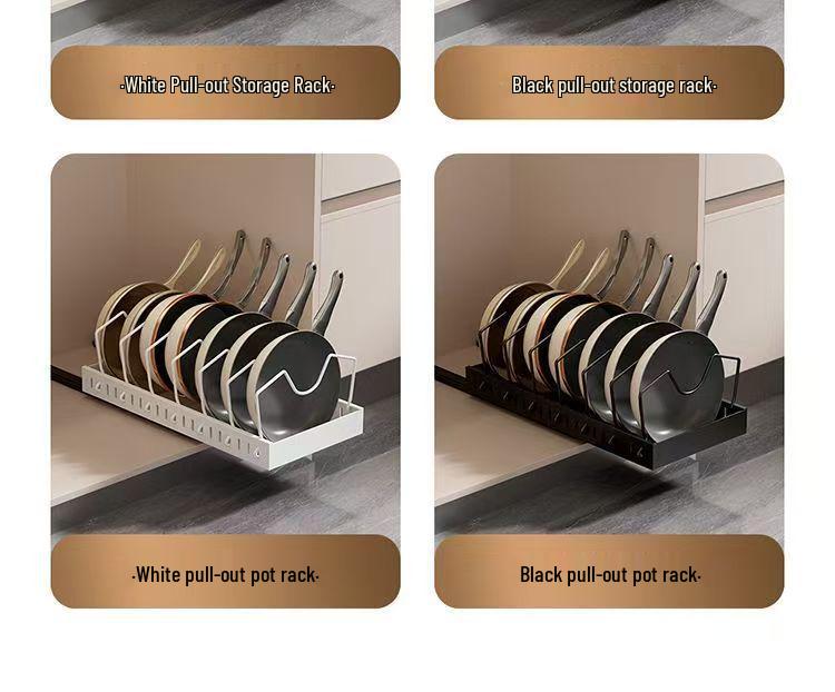 Pull-Out Kitchen Countertop Rack for Pots, Dishes, Plates, Pans, and Woks