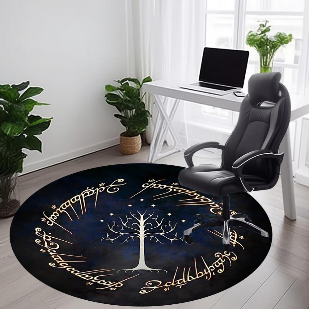 1pc Lord of the Rings Office Round Area Rug, Indoor Mat Suitable For Office, Under Office Chairs Bedroom Living Room Home Decor, Room Deco
