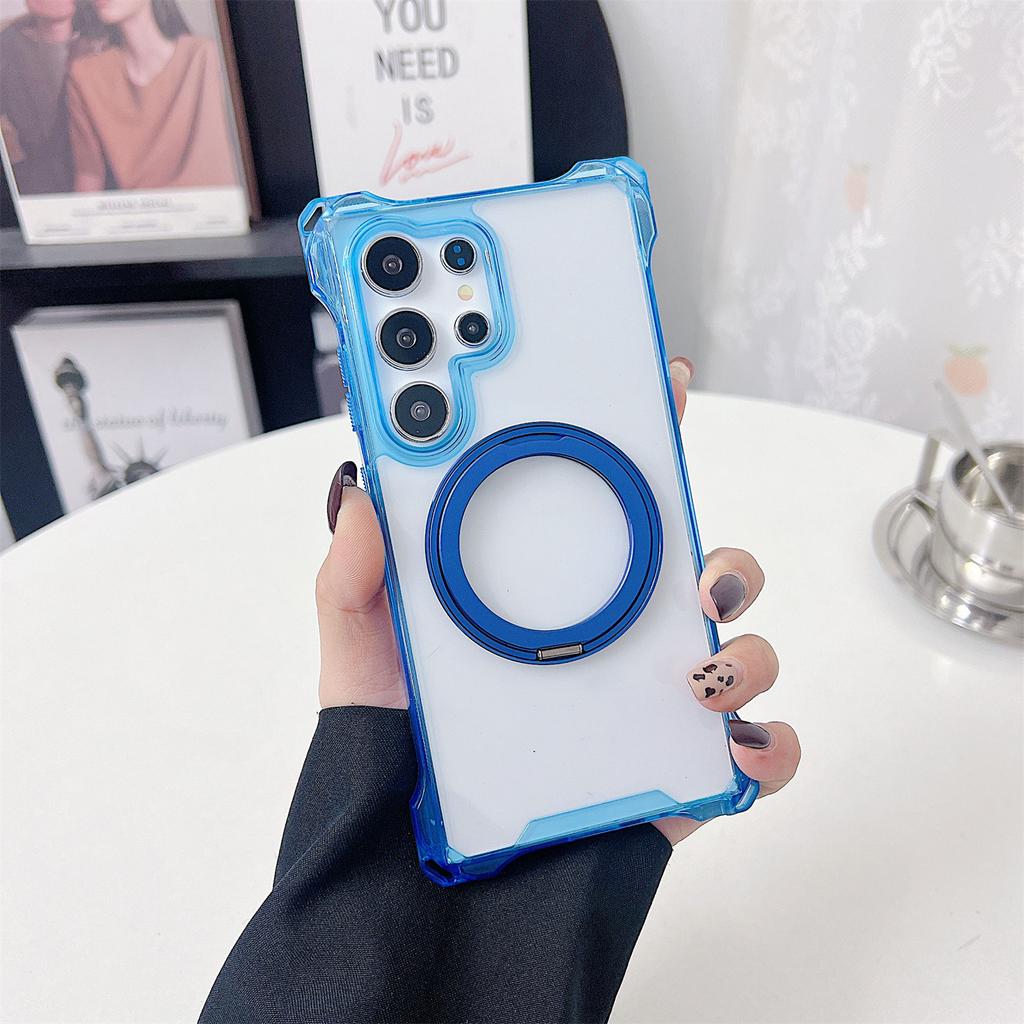 For Samsung Galaxy S25 Ultra Magnetic Case Ring Kickstand TPU+PC Phone Cover