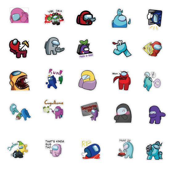 50Pcs Among Us Graffiti Stickers Luggage Laptop Waterproof Self-adhesive Decals