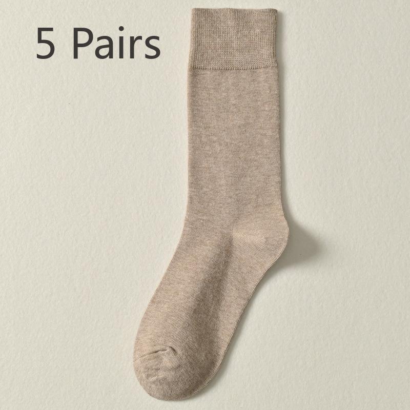 

5 пар женских носков из чистого хлопка, теплых, однотонных, с защитой от образования катышков, с удлиненным верхом до икр 5 Pairs телесный