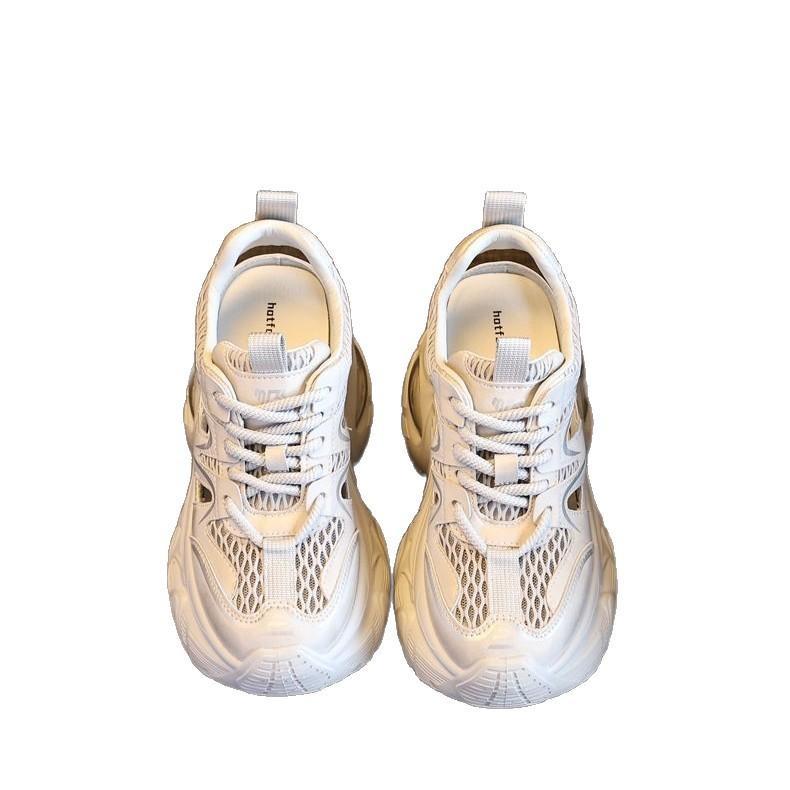 Thick-soled Inner Height Increase Mesh Breathable Fashion Dad Shoes Women's Summer New Hollow Muffin Sports and Leisure Shoes