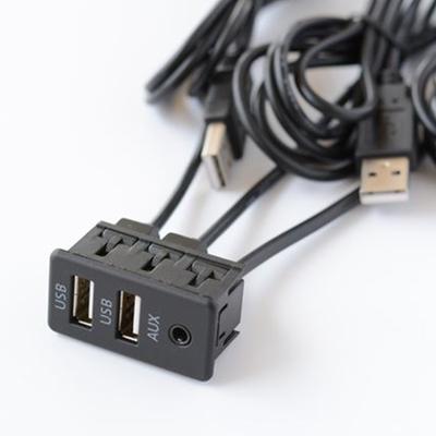 Square 2 Ports Dual USB AUX Flush Mount Car Extension Cable for Truck Boat Motorcycle Dashboard Panel Universal Durable