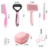 8-teiliges Hundebürstenpflegeset, Haustier-Selbstreinigungsset, mit Haustier-Nagelknipser und -feilen, Flohkamm, Haustier-Shampoo-Badebürste, Haustier
