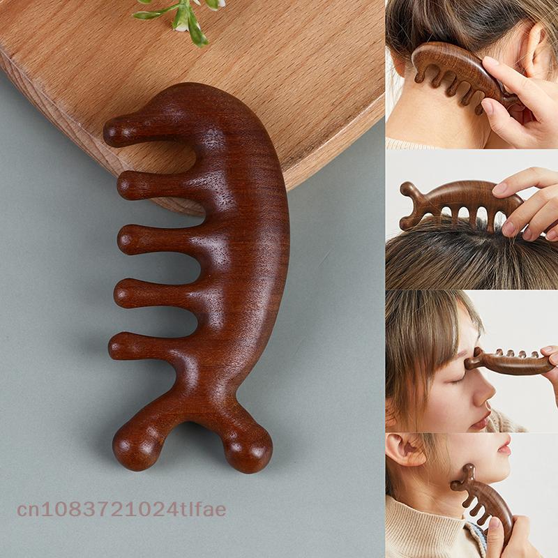 1 Pc Sandalwood Massage Comb Head Face Eye Shoulder Neck Scraping Meridian Comb Treatment Hair Loss Antistatic Wide Tooth Comb