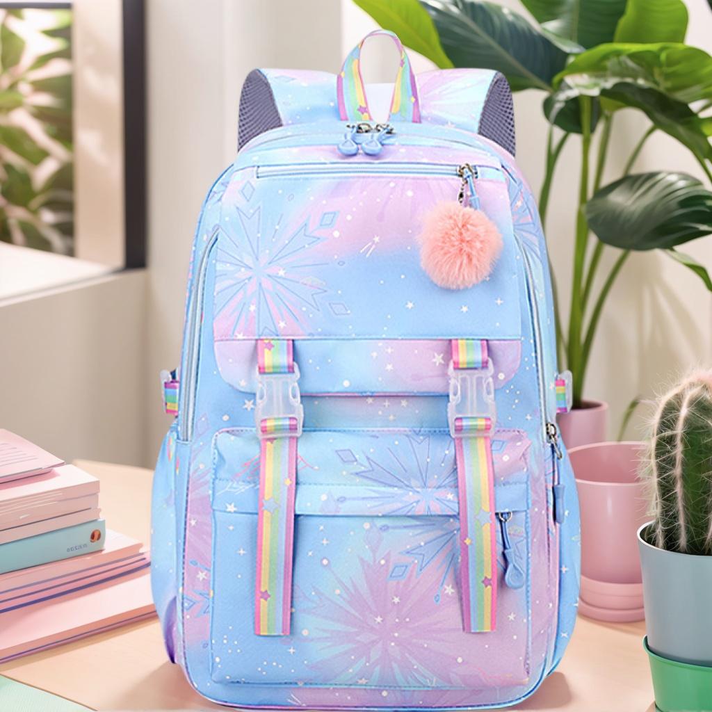 Kawaii School Bags Multiple Pockets Large Capacity Backpack For Women Fashionable Student Backpack With Pendant
