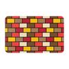 Colorful Grid Pattern Doormat, Yellow Brown Orange Red Geometric Floor Rug, Machine Washable Polyester for Entryway Living Room