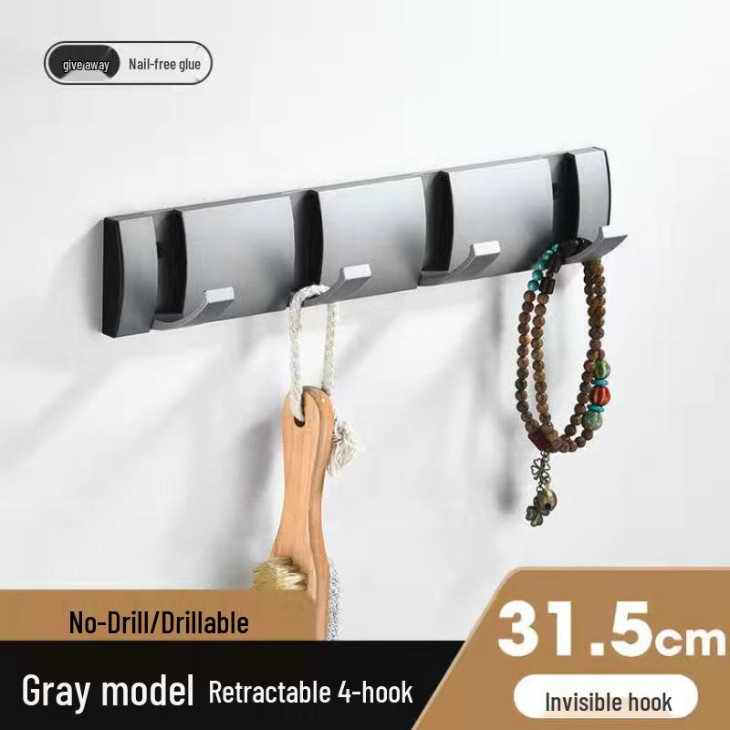 Foldable No-Drill Wall-Mounted Invisible Coat Hook for Dressing Room or Door