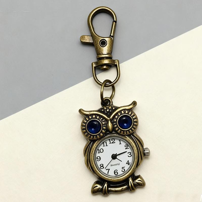 Tiny Cute Owl Shaped Pendant Pocket Watch For Kid Men Women Retro Quartz Pocket Clock Gifts Arabic Numerals Dial