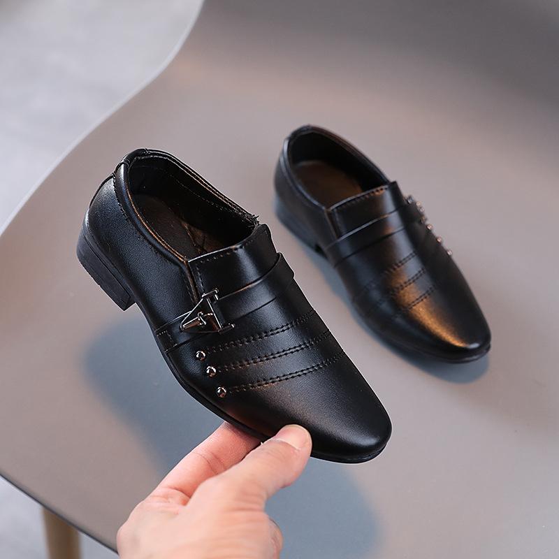 

Boys black leather shoes, British style boys white children s shoes, children s formal dress fashion show performance leather shoes 25Inner Length17.5cm