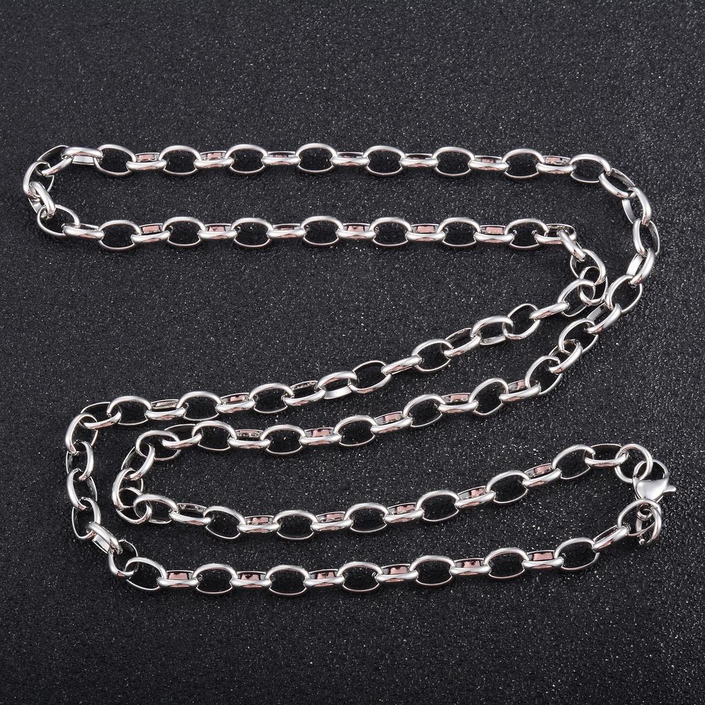 Collana a maglia Rolo in Acciaio Inossidabile 316L Catena O Ovale per Donne Uomini Choker Accessori Gioielli Hip Hop su Collo Collare Regalo Fai da Te