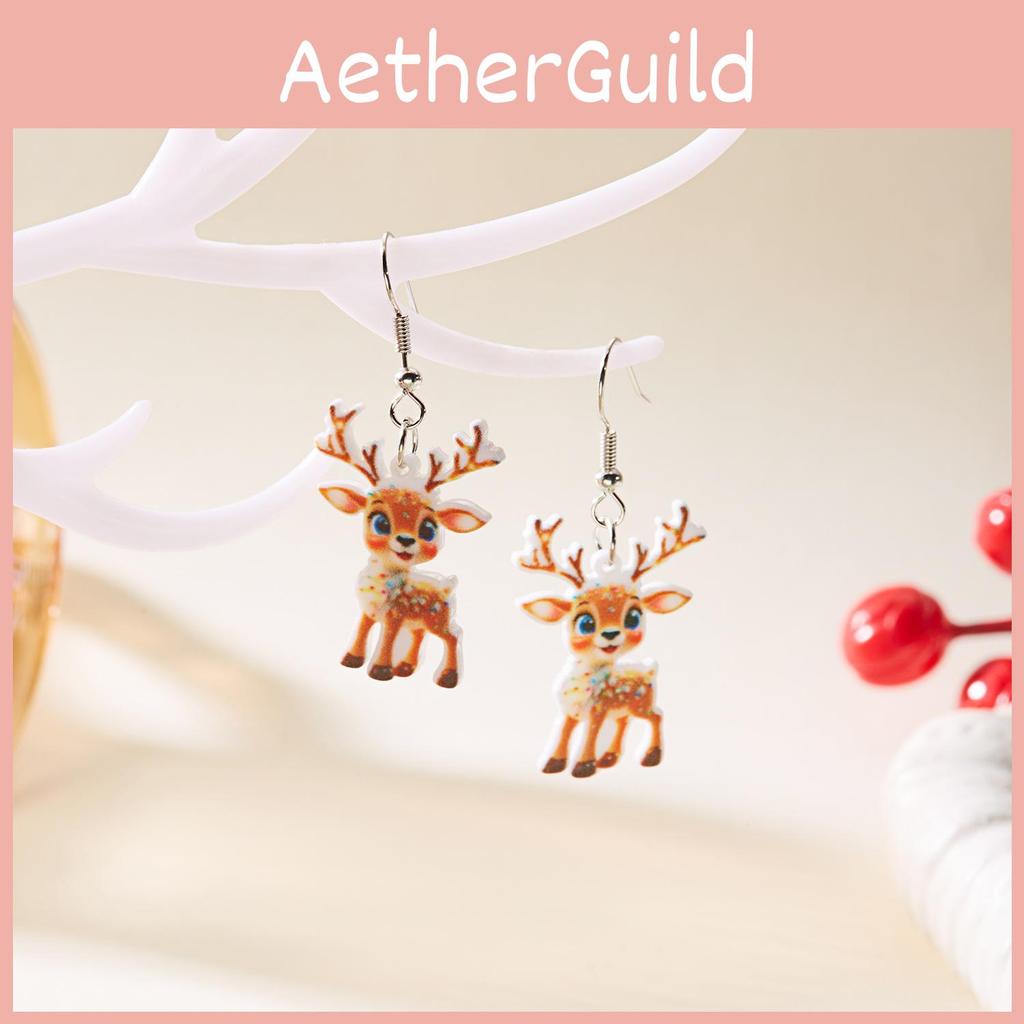 Holiday Themed Acrylic Ear Jewelry With Electroplated Finish For Winter Celebrations