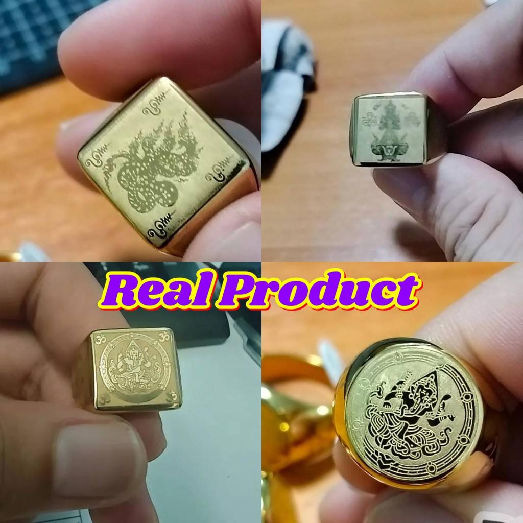 Hinduism Buddha Ganesha Elephant Head God Ring Powerful Success Amulet Blessings Jewelry Vintage Gifts Protect Travel Health Lucky Rich