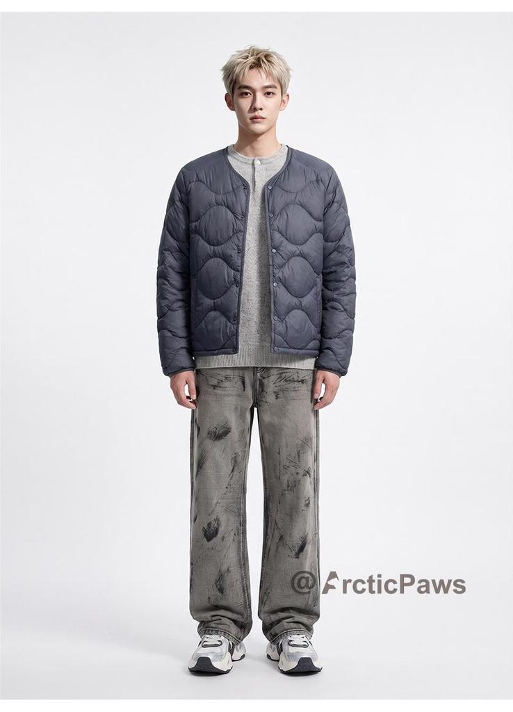Men's Lightweight Collarless Down Jacket - Soft, Fashionable, Portable, 90% Duck Down for Autumn and Winter Warmth.