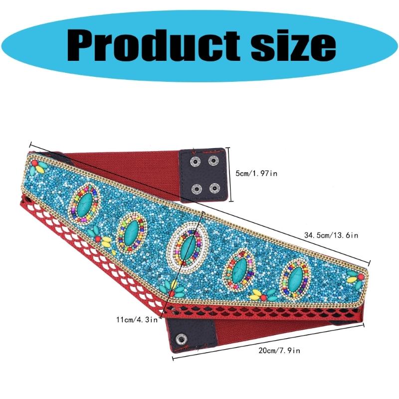 Bohemian Multicolored Beaded Belt Handwoven Adjustable Waistband For Women Ethnic Style Festival Accessory