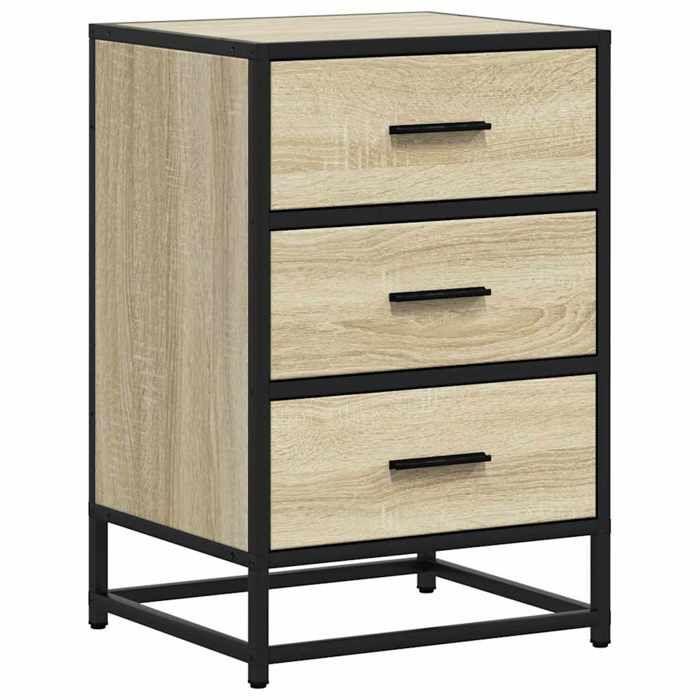 VidaXL Bedside Table Sonoma Oak 40x34.5x60cm Engineered Wood Metal, Side Table, Bedside Cabinet, Side Table 848720
