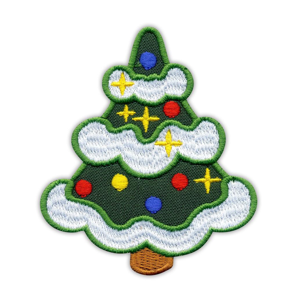 Patchion Snow frosted Christmas Tree - Sew-on - Embroidered Patch/Badge/Emblem