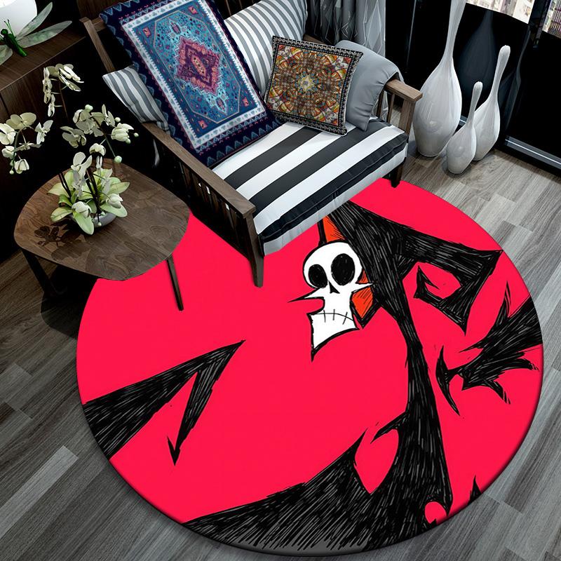 Grim Round Area Rug,Carpet Rug for Living Room Bedroom Sofa Playroom Decor,Non-slip Floor Mat