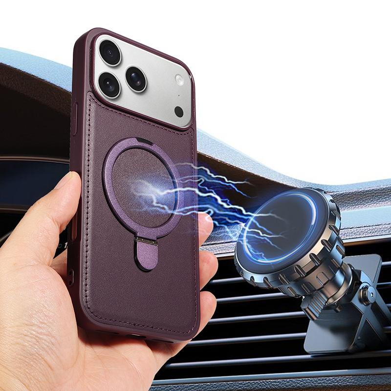 The new simple solid color mobile phone protective case is used for the back cover magnetic mobile phone case of the mobile phone wireless holder.