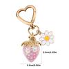 Romance Heart Shaped Resin Keychain With Strawberry Daisy Designs Portable Sturdy for Keys Bags Gifts