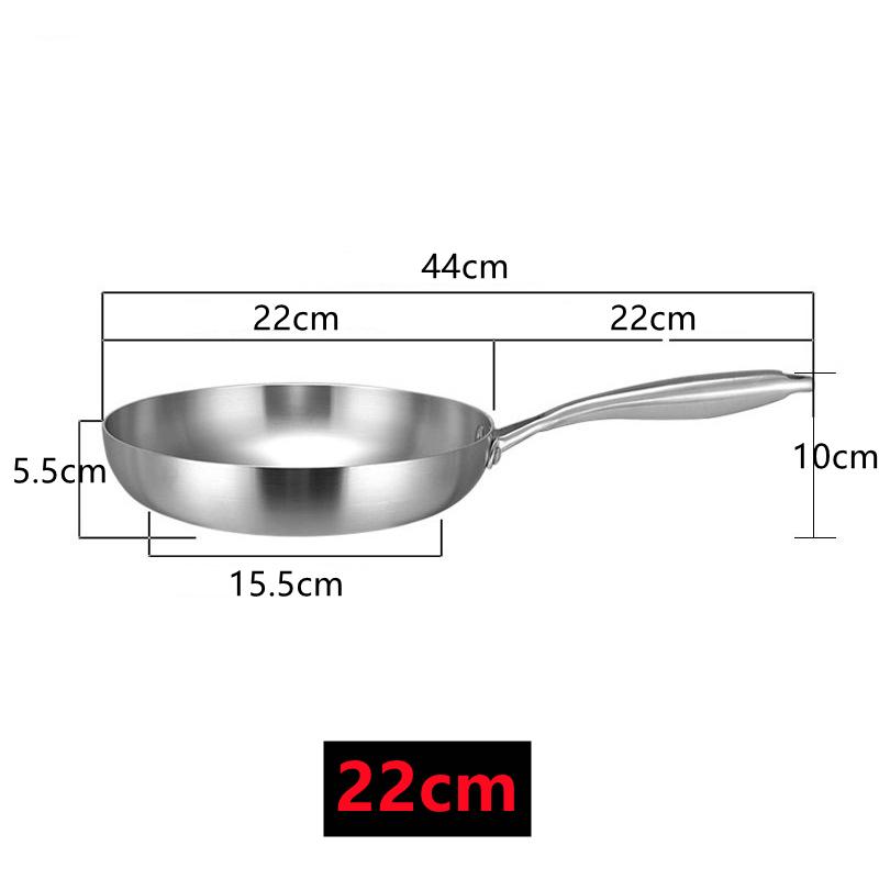 New Frying Pan 304 Stainless Steel Cooking Pots for Kitchen Professional Grade Pans for Cooking Tools Pot 22cm 24cm 26cm 28cm
