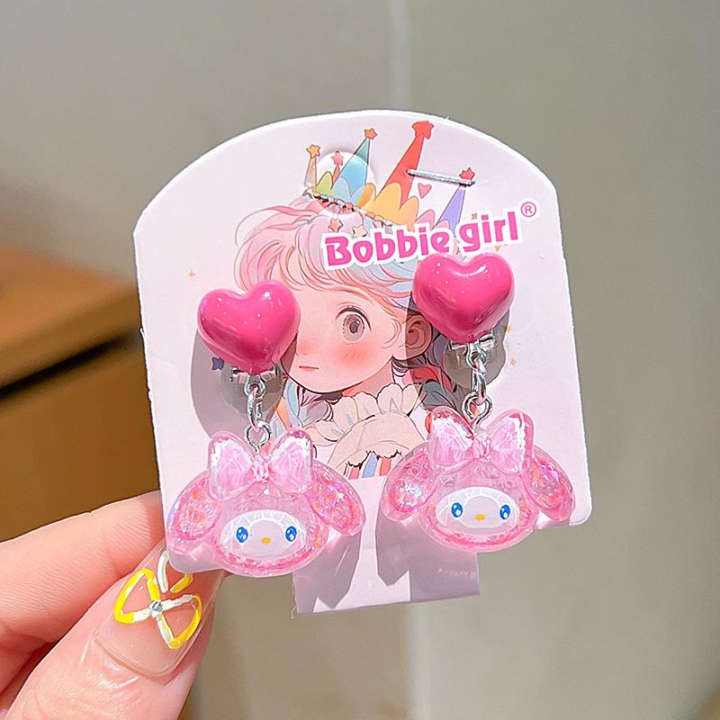 Kuromi Kolczyki Klipsy Bez Przekłuwania Uszu z Kokardką dla Dziewczynek